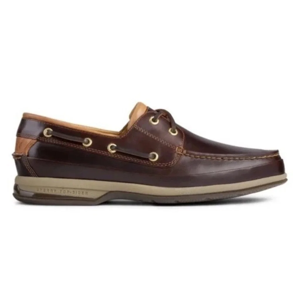 Sperry Mens Gold Cup Amaretto Leather Boat Shoes 0579052‎ Sz 11.5 Wide